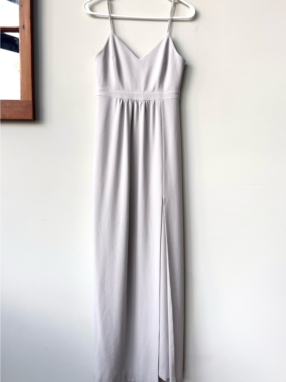 Park & Fifth Light Gray Maxi Slip Dress with V-Neck & Side Slit